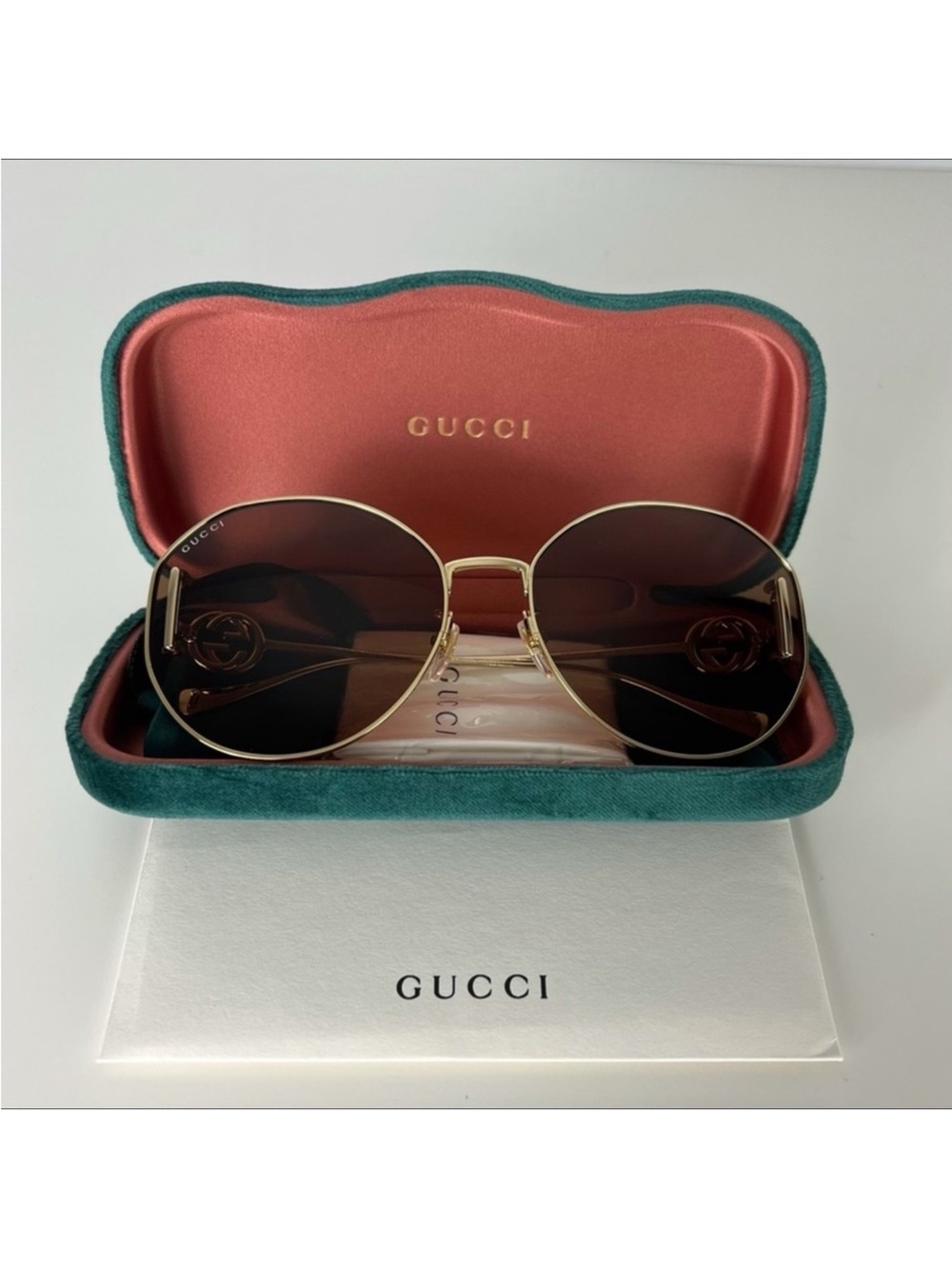 NEW GUCCI AUTHENTIC DESIGNER ROUND SUNGLASSES - Picture 11 of 12